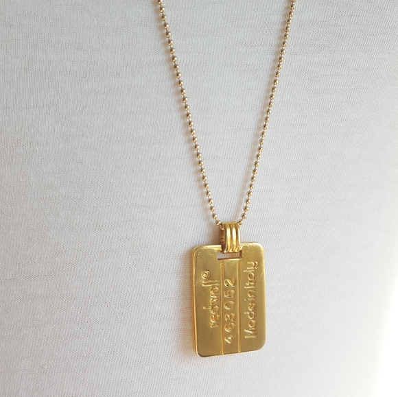 MOSCHINO Dog Tag Necklace Vintage 24k Plated - Picture 9 of 15